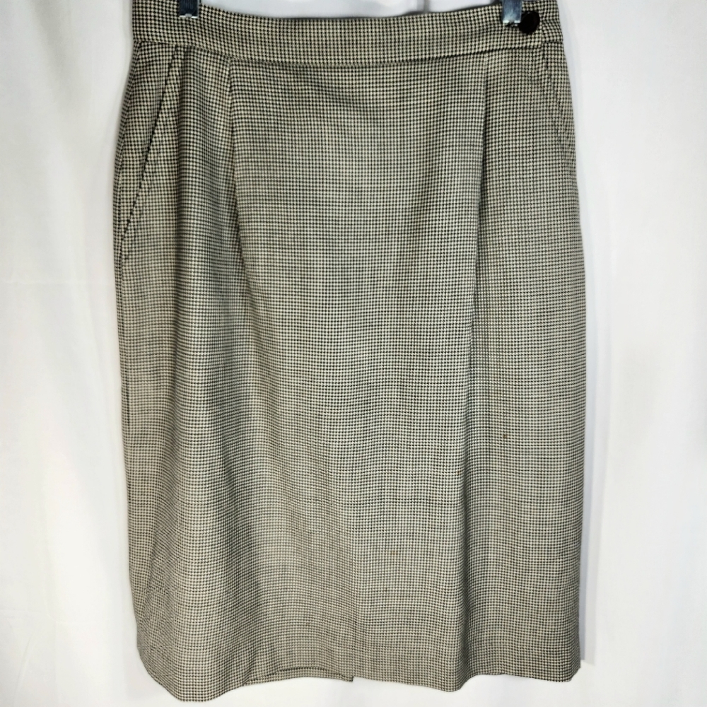Charter Club Black & White Herringbone Pattern 100% Pure Wool Skirt Plus Size 14